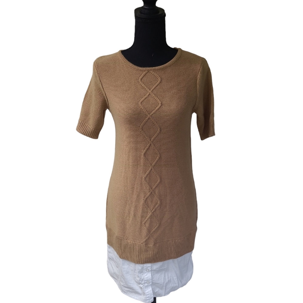 EUC New York Company Tan short sleeve mini sweater dress, XS